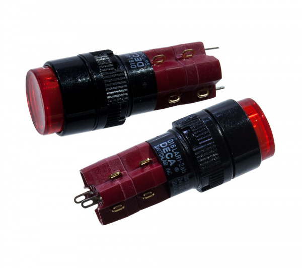 D16LAR1-2ABKR, кнопка с фиксацией 250В 5А, LED подсветка 24В
