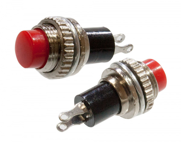 DS-314, Кнопка, 2 конт., OFF- (ON), без фикс., 250В/0,50А, красный