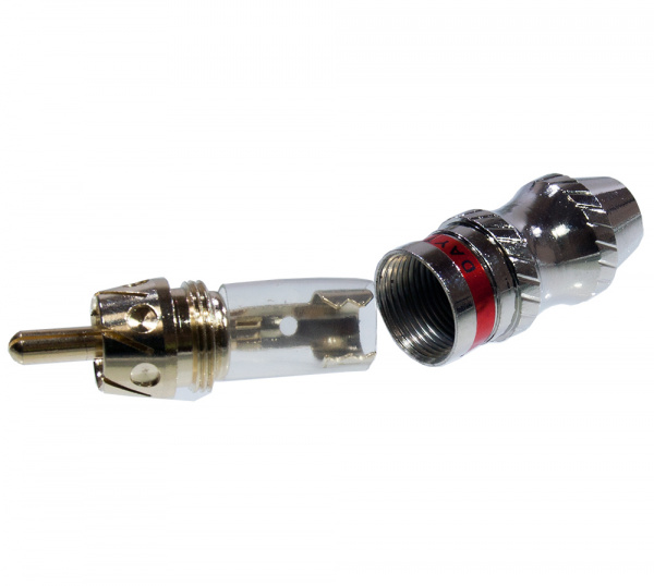 1-262G RED, штекер RCA металл на кабель красный "позолоченный"