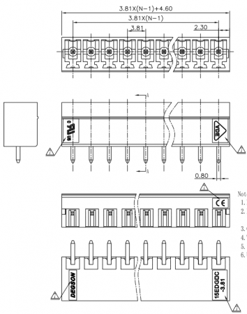 Клеммник 15EDGVC-3.81-08P-14-00A(H) DEGSON