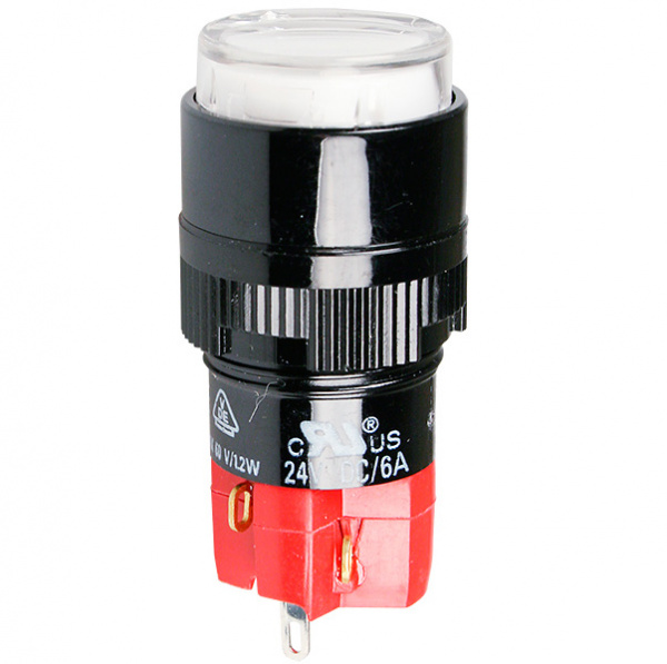 D16LMR1-1ABCW, кнопка без фиксации и ламповой подсветкой 250В/5А