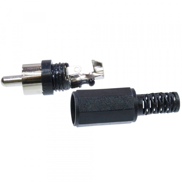 1-200BK(RP-405), штекер RCA пластик на кабель черный