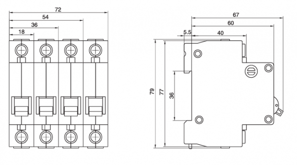DZ47-63/1P 63A 4.5kA х-ка C
