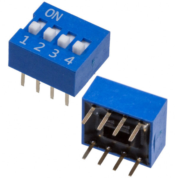 DS-04B-V, DIP переключатель 4 поз. (аналог SWD 1-4 ВДМ 1-4 and DS-04BBU-G)