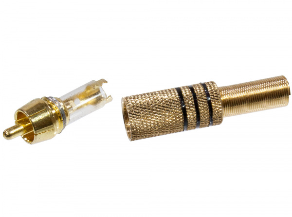 1-212G BLACK, штекер RCA металл на кабель пайка черный "позолоченный"