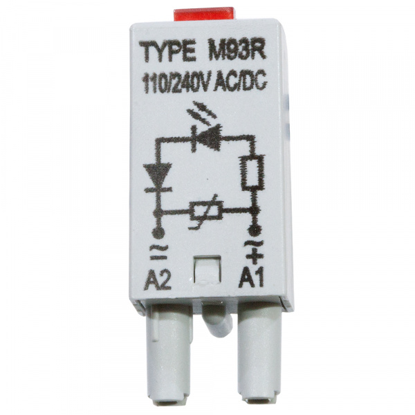 MODUL LV M93R GRAY, Модуль красный сведодиод+варистор, 110/240 V AC/DC