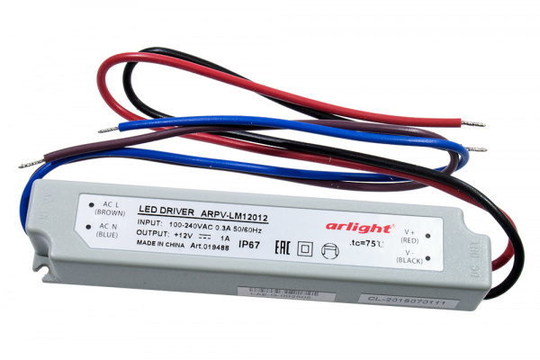 ARPV-LM12012 -A, блок питания (12W,1A, 12W) для св. диодов