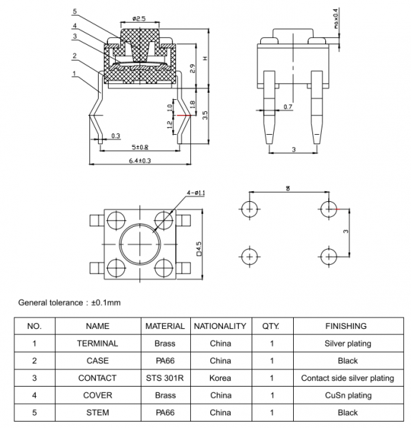 KAN4511-0381B  4.5x4.5x3.8 mm