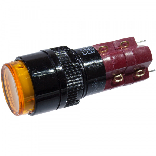 D16LAR1-2ABHY, кнопка с фиксацией и LED подсветкой 250В/5А