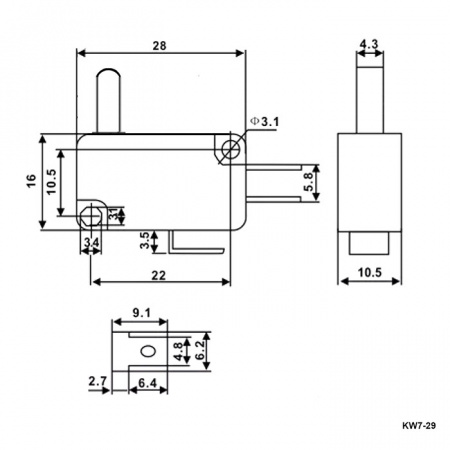 Микропереключатель KW7-29