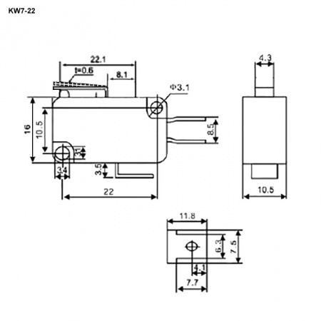 Микропереключатель KW7-22