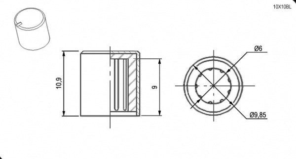 Ручка приборная 10X10BL