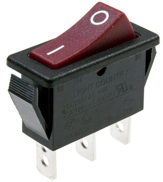 R425-BRBT-G, переключатель клавишный ON-ON 250В 16A красный