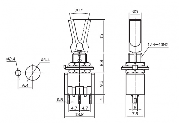 Микротумблер MTS-103-E1 on-off-on (кр.кол.)