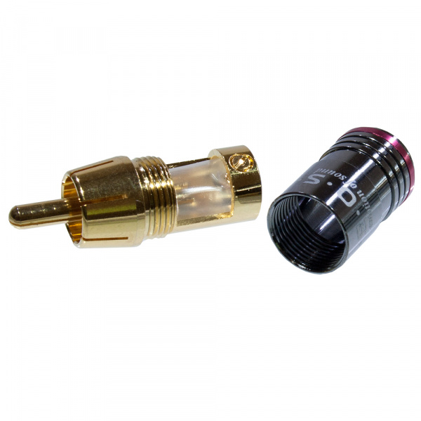 1-256G RED, штекер RCA металл на кабель, красный "позолоченный"