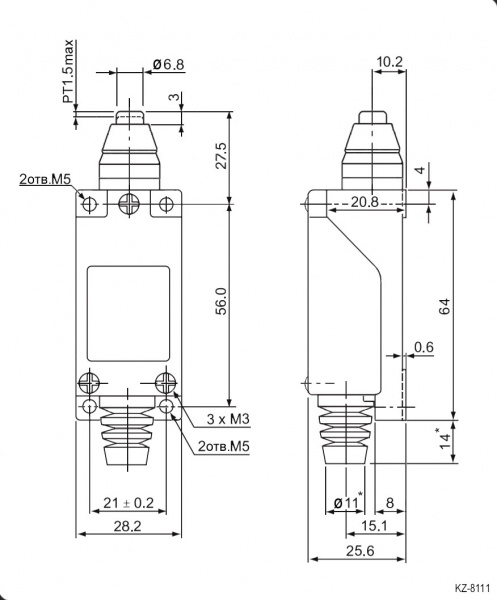 Путевой выключатель KZ-8111 (TZ-8111) Al+Zinc