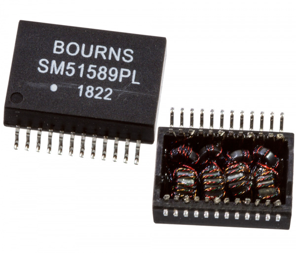 SM51589PEL, трансформатор POE LAN 12.2x17.55x5mm, 350uH 0%, non-shdSMD