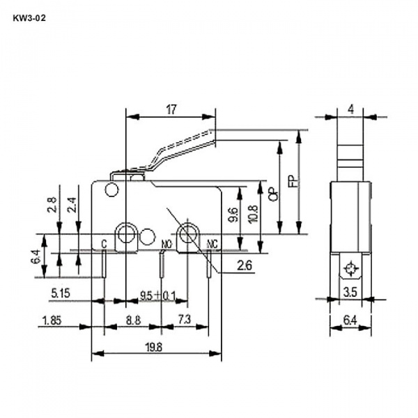 Микропереключатель KW3-02