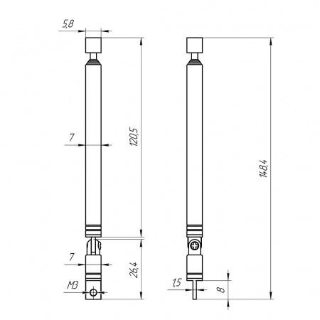 Антенна телескопическая AST-9 D7mm S7 140-630mm