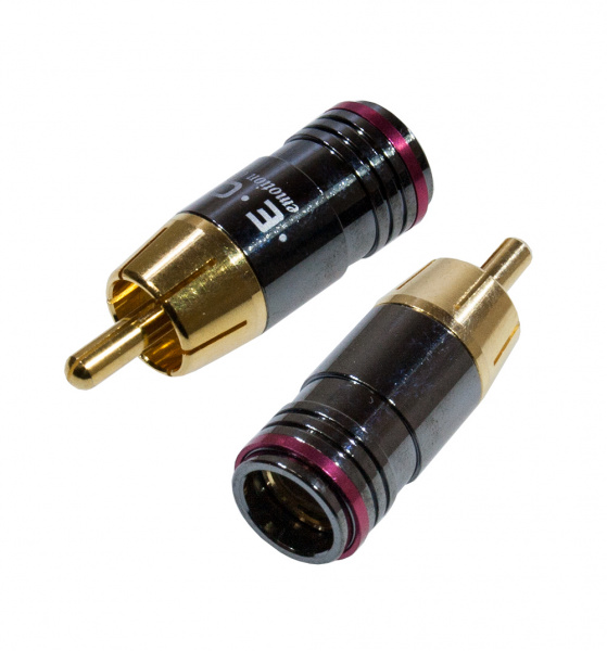 1-256G RED, штекер RCA металл на кабель, красный "позолоченный"