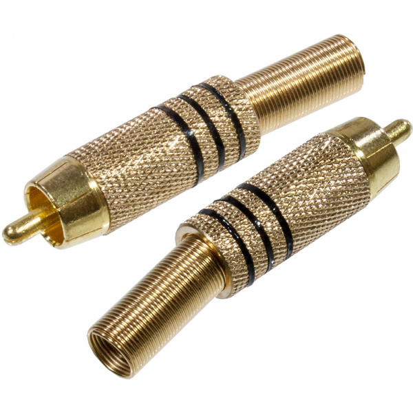 1-212G BLACK, штекер RCA металл на кабель пайка черный "позолоченный"