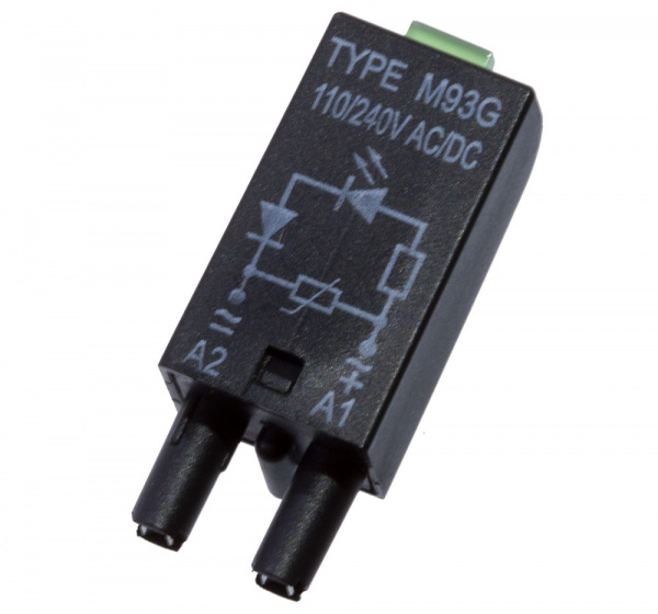 MODUL LV M93G, Модуль зеленый светодиод+варистор, 110/240 V AC/DC