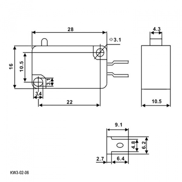 Микропереключатель KW3-02-06