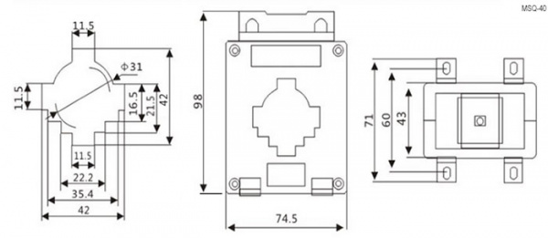Трансформатор тока MSQ-40  600A 50HZ