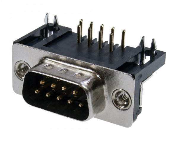 DRB-9MB, вилка D-SUB 9 pin на плату угл. 9.4мм