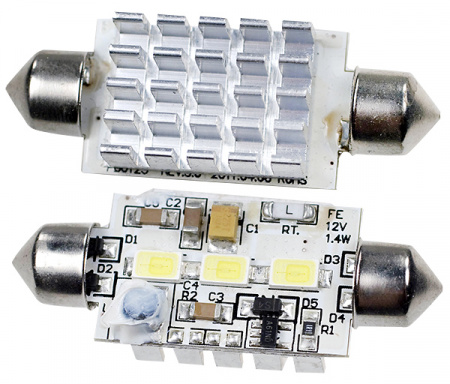 ARL-F42-3M WHITE, Автолампа белая LED(10-30V, 3 Led 5630)