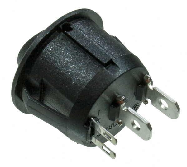 R13-112LBBOTR3-G, переключатель клавишный ON-OFF 250B 6A черный с красный подсветкой