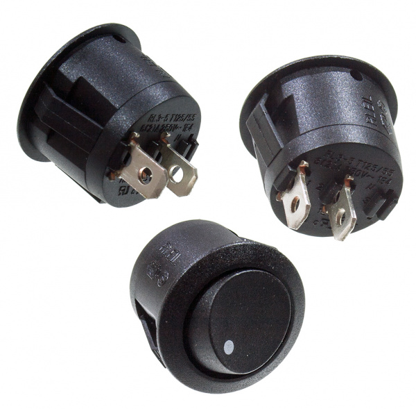 RL3-5ABBAT-H-G, переключатель клавишный ON-OFF 250B 6A черный (аналог R13-112ABBAT)