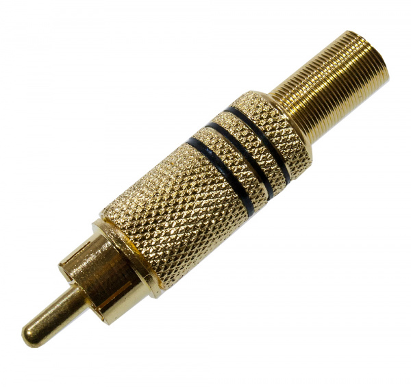 1-210G-1(RP-219G), штекер RCA металл на кабель винт черный "позолоченный"