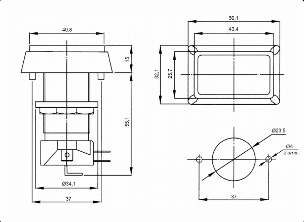 Кнопка GMSI-3B-R no(nc)+nc(no) green