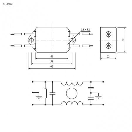 DL-10DX1 однофазный сетевой фильтр DL-10DX1 однофазный сетевой фильтр