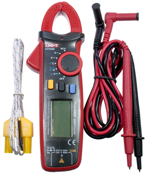 UT210D, токовые клещи мини True RMS 200А