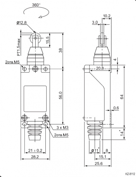 Путевой выключатель KZ-8112 (TZ-8112) Al