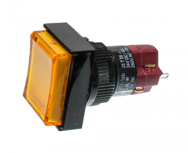 D16LMT1-1ABKY, кнопка без фиксации с LED подсветкой 250В/5А