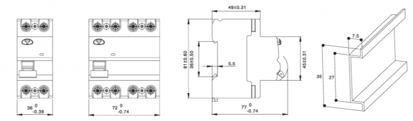 ADB1L-63 2P 40A 300mA тип AC 6kA
