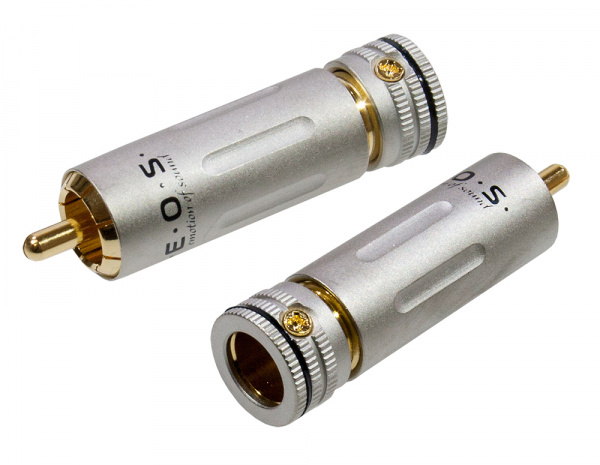 1-222G BLACK, штекер RCA металл бронза цанга на кабель d до 9.0мм,черный "позолоченный"