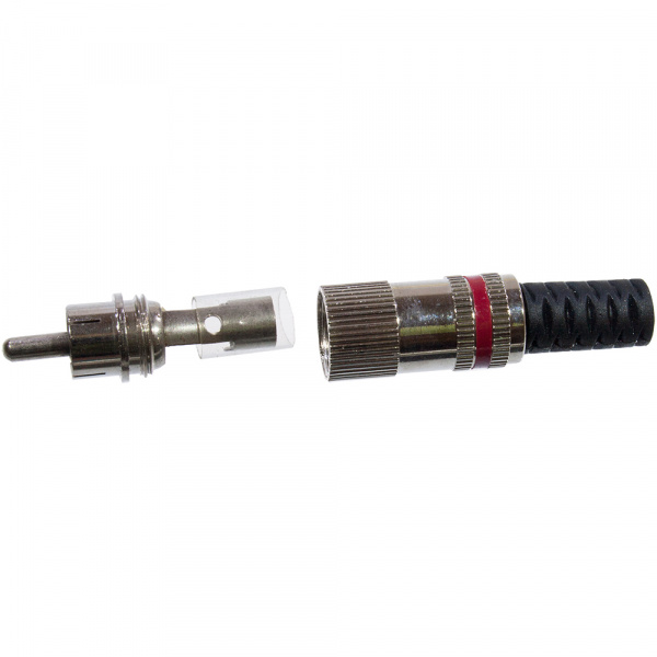1-214 RED, штекер RCA металл на кабель красный