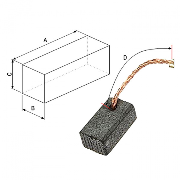 Щетка для электродвигателя brush 5x10x16 wire