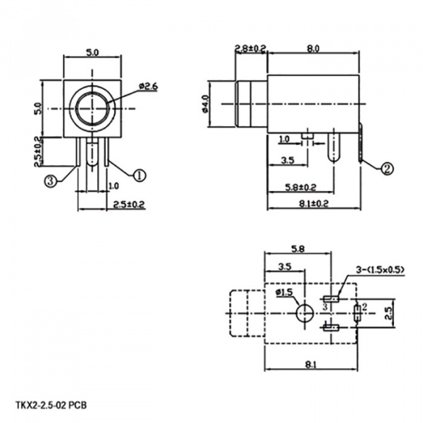 TKX2-2.5-02 PCB jack