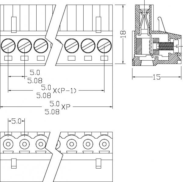 Клеммник разрывной XY2500F-A-08P (2EDGK-08P) 5mm